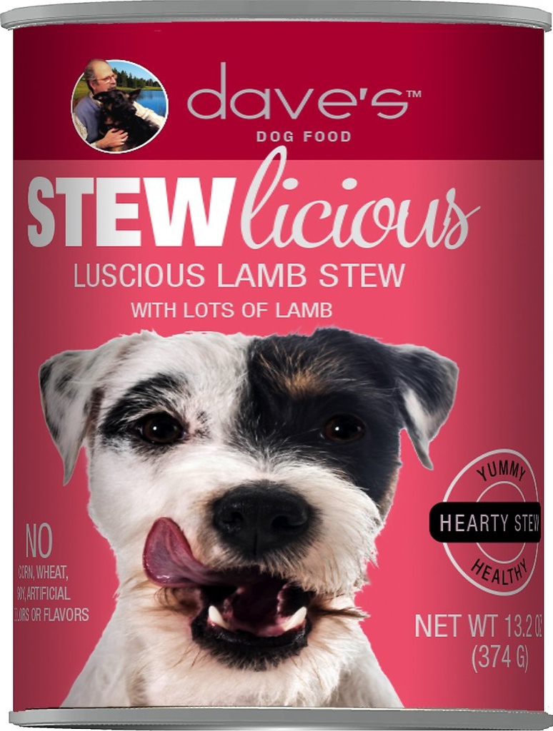 DAVE'S PET FOOD Stewlicious Luscious Lamb Stew Stew Case of 12 Wet Canned Dog Food 374g