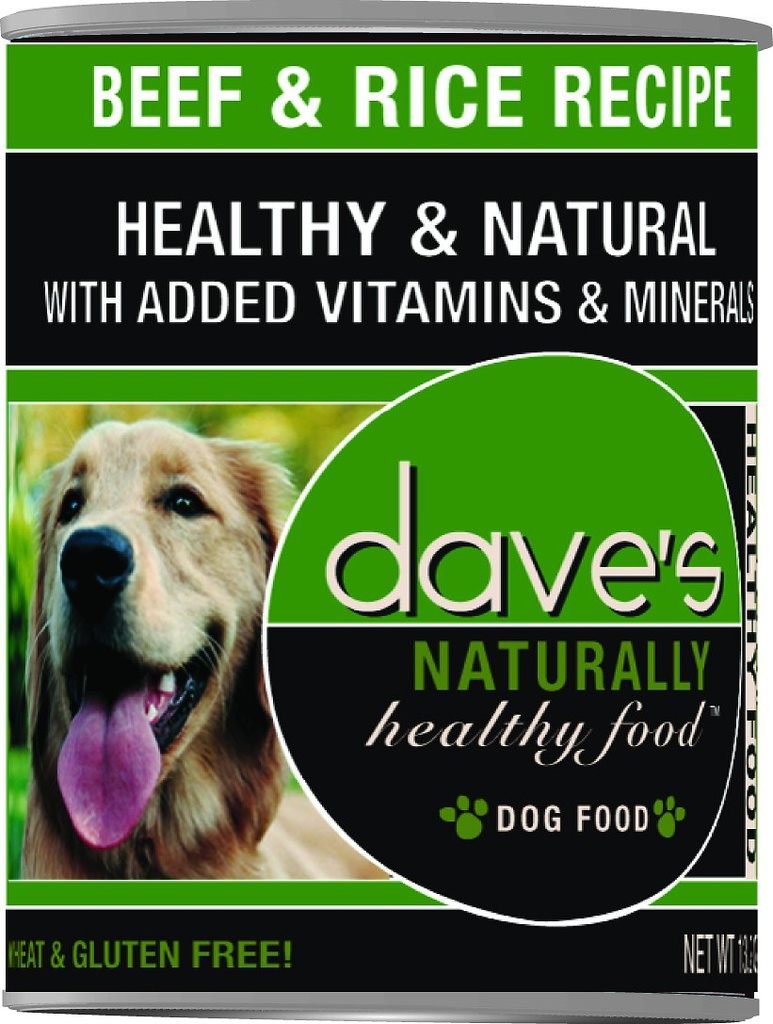 DAVE'S PET FOOD Naturally Healthy Beef &amp; Rice Recipe Case of 12 Wet Canned Dog Food 374g