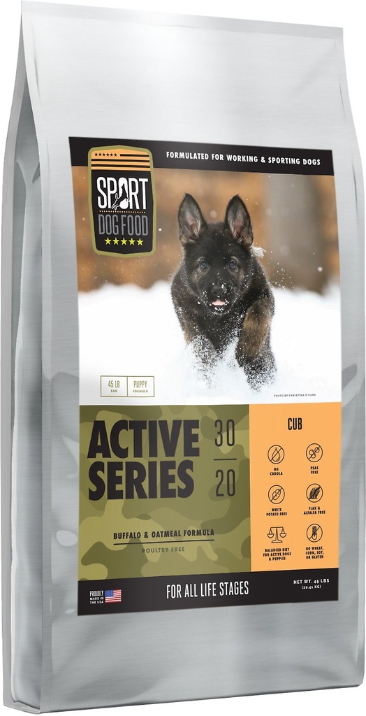 SPORT DOG FOOD Active Series Cub Buffalo &amp; Oatmeal Formula Dry Dog Food 13.6kg