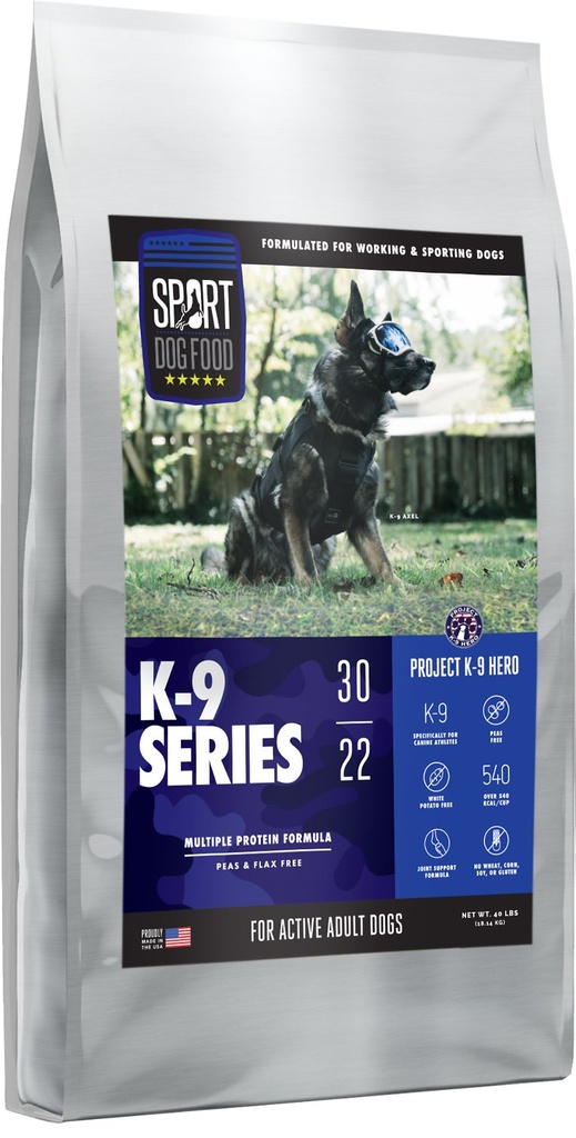 SPORT DOG FOOD K-9 Series Project K-9 Hero Multiple Protein Formula Flax-Free Dry Dog Food, 18.1kg