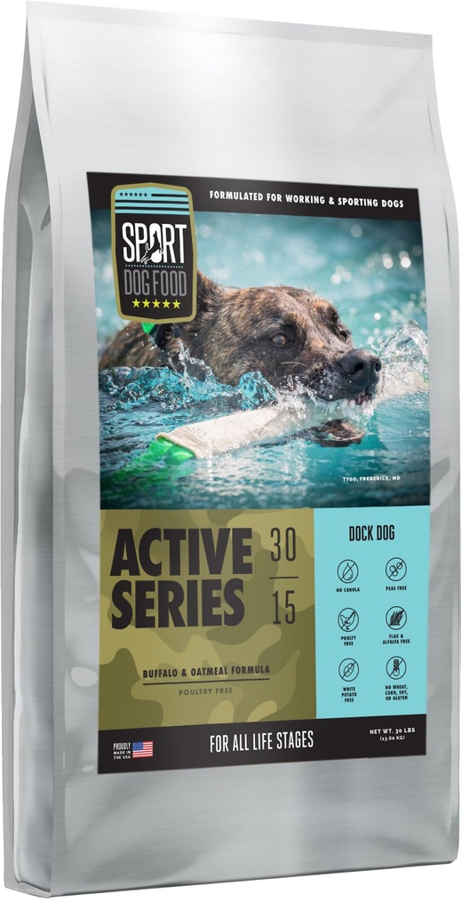 SPORT DOG FOOD Active Series Dock Dog Buffalo &amp; Oatmeal Formula Dry Dog Food 13.6kg