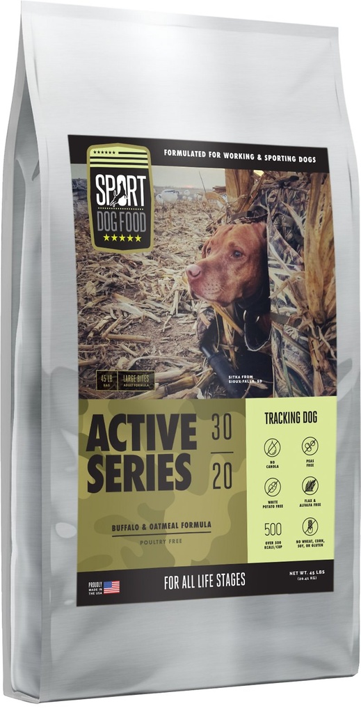 SPORT DOG FOOD Active Series Tracking Dog Buffalo &amp; Oatmeal Formula Dry Dog Food 13.6kg