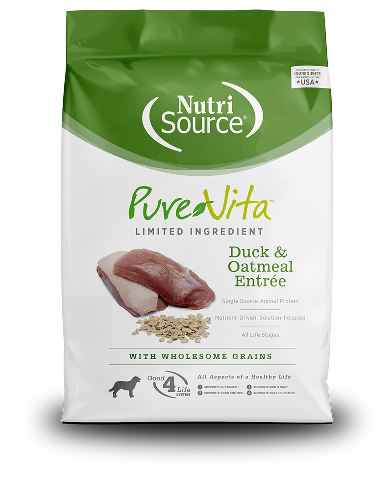 NUTRI SOURCE PureVita Duck &amp; Oatmeal Entrée Limited Ingredient Dry Dog Food 11.33kg