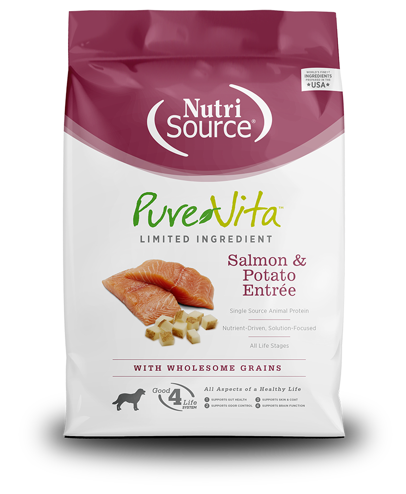 NUTRI SOURCE PureVita Salmon &amp; Potato Entrée Limited Ingredient Dry Dog Food 11.33kg