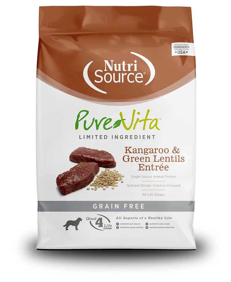 NUTRI SOURCE PureVita Kangaroo &amp; Green Lentils Entrée Grain Free Limited Ingredient Dry Dog Food 11.33kg