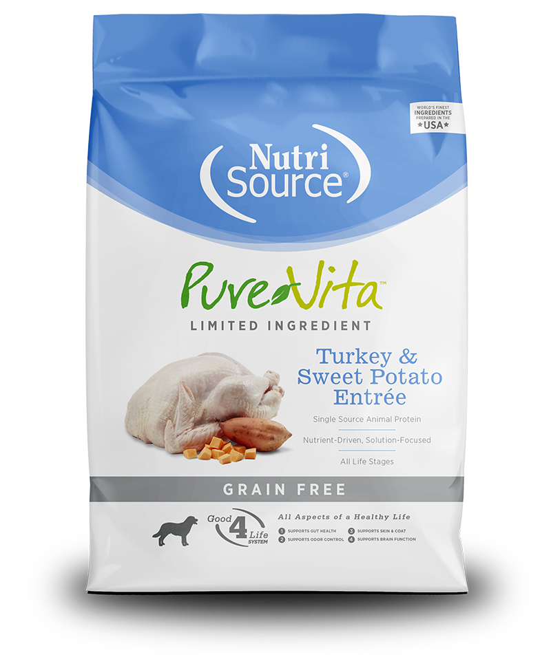 NUTRI SOURCE PureVita Turkey &amp; Sweet Potato Entrée Grain Free Limited Ingredient Dry Dog Food 11.33kg