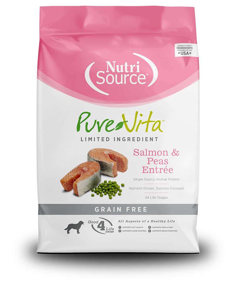 NUTRI SOURCE PureVita Salmon &amp; Peas Entrée Grain Free Limited Ingredient Dry Dog Food 11.33kg