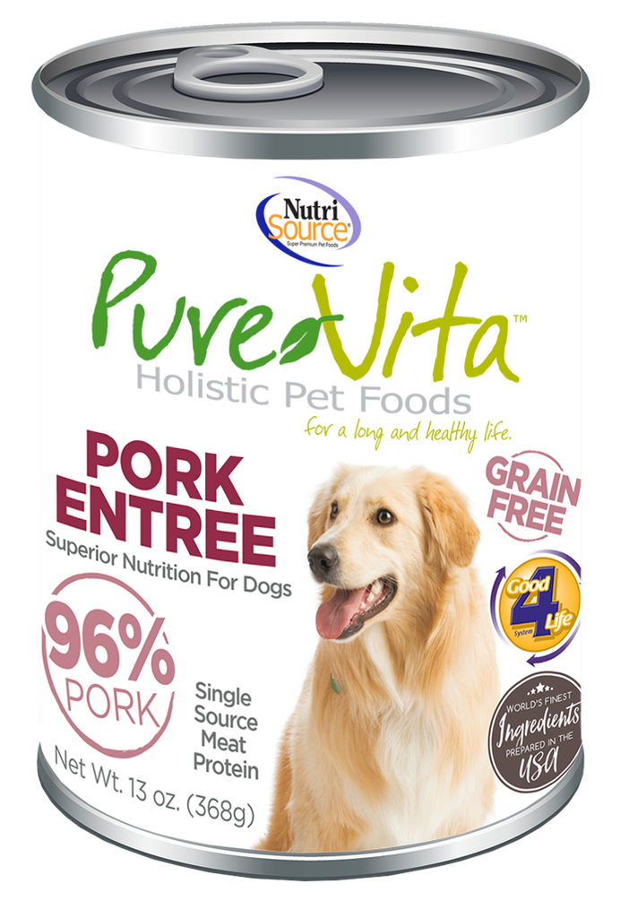 NUTRI SOURCE PureVita Pork Entrée Grain-Free Limited Ingredient Wet Dog Food 368g