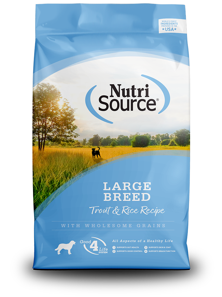 NUTRI SOURCE Large Breed Trout &amp; Rice Recipe With Wholesome Grains Dry Dog Food 13.6kg