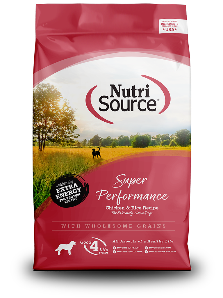 NUTRI SOURCE Super Performance Recipe Wholesome Grains For Active Dogs Dry Dog Food 18.1kg