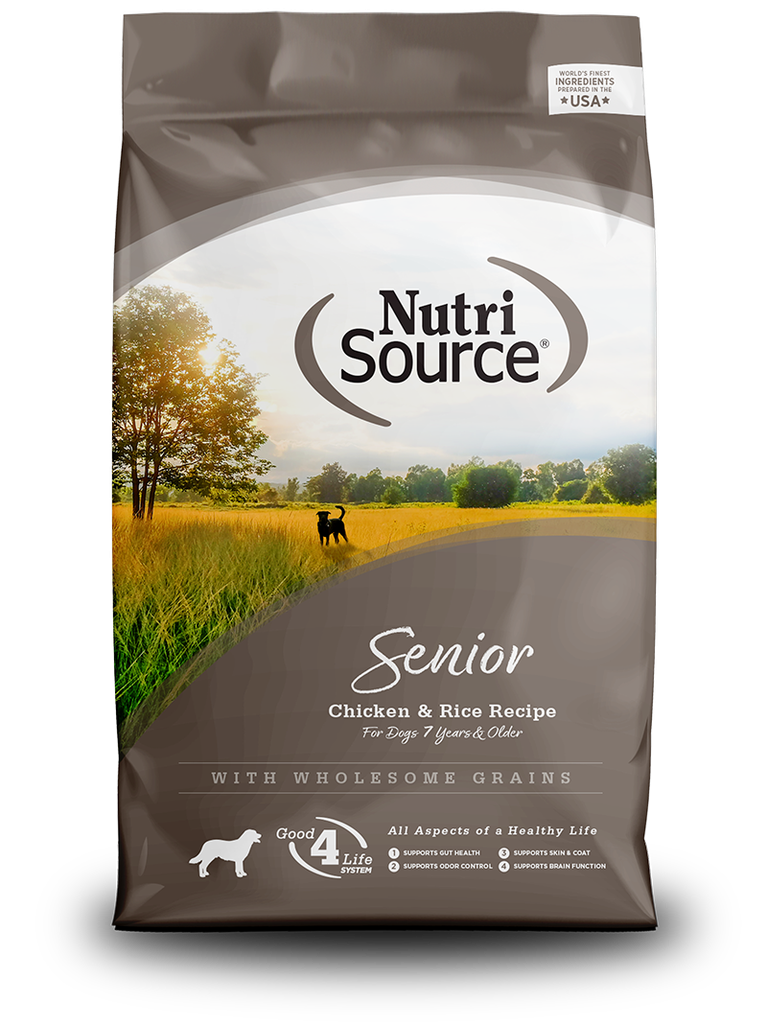 NUTRI SOURCE Senior Chicken &amp; Rice Recipe Wholesome Grains Dry Dog Food 13.6kg