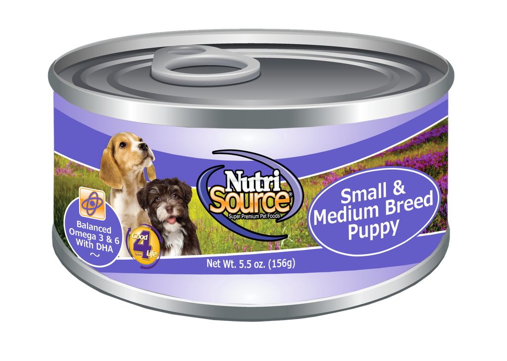 NUTRI SOURCE Small &amp; Medium Breed Puppy Formula Case of 24 Wet Dog Food 156g