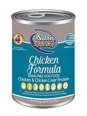 NUTRI SOURCE Chicken Formula Healthy Grain-Free Case of 12 Wet Dog Food 368g