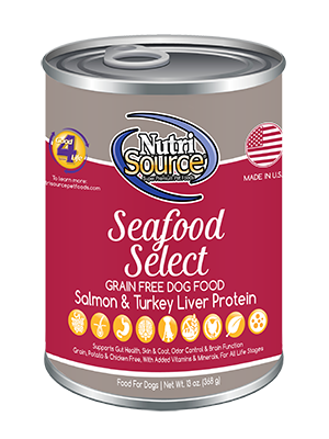 NUTRI SOURCE Seafood Select Healthy Grain-Free Case of 12 Wet Dog Food 368g