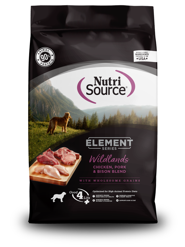 NUTRI SOURCE Element Series Wildlands Recipe With Chicken, Pork, &amp; Bison Animal Protein Healthy Dry Dog Food 10.88kg