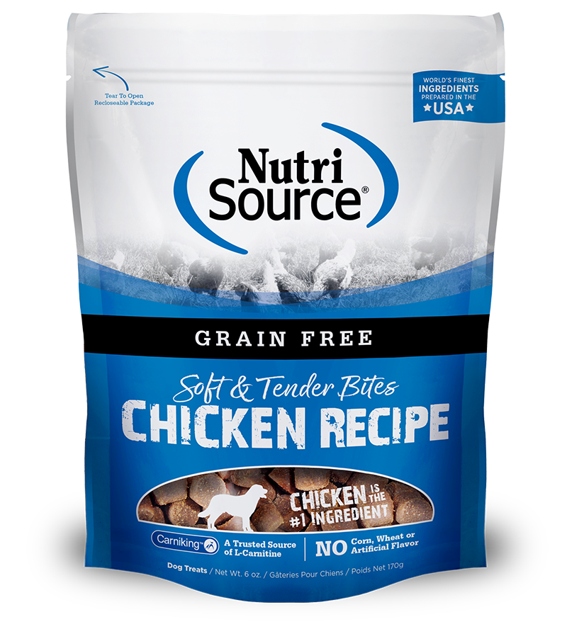 NUTRI SOURCE Soft &amp; Tender Bites Chicken Recipe Grain-Free Healthy Dog Treats 170g