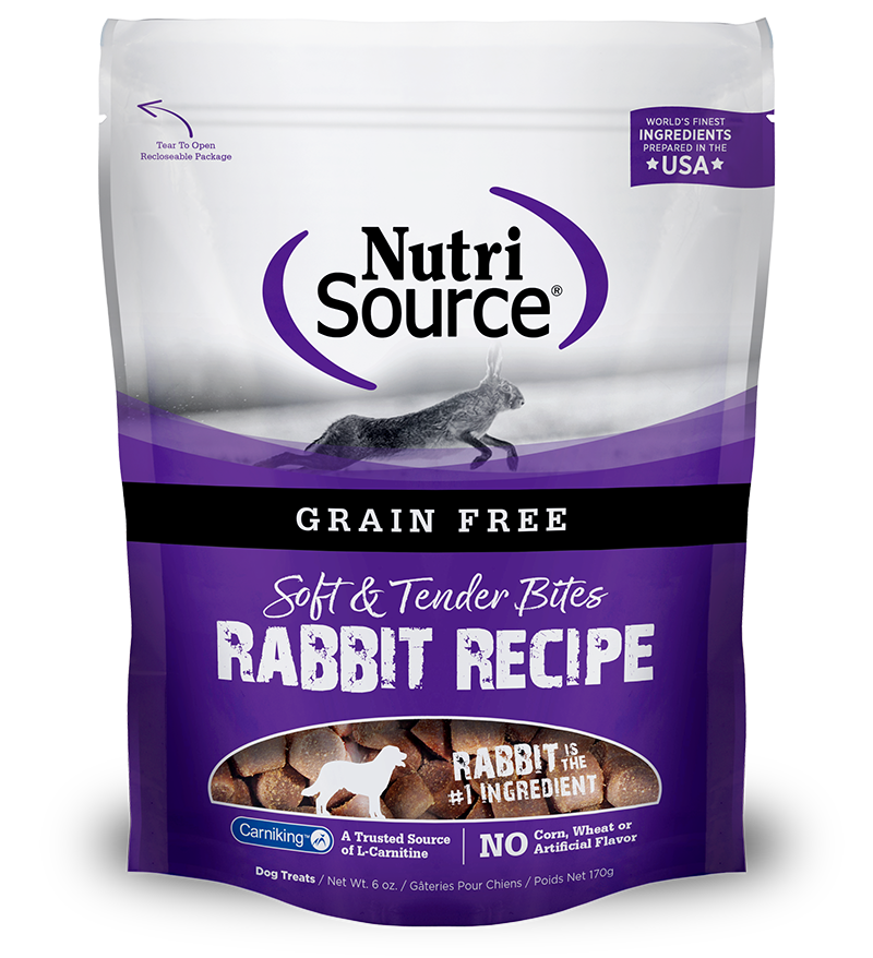 NUTRI SOURCE Soft &amp; Tender Bites Rabbit Recipe Grain-Free Healthy Dog Treats 170g