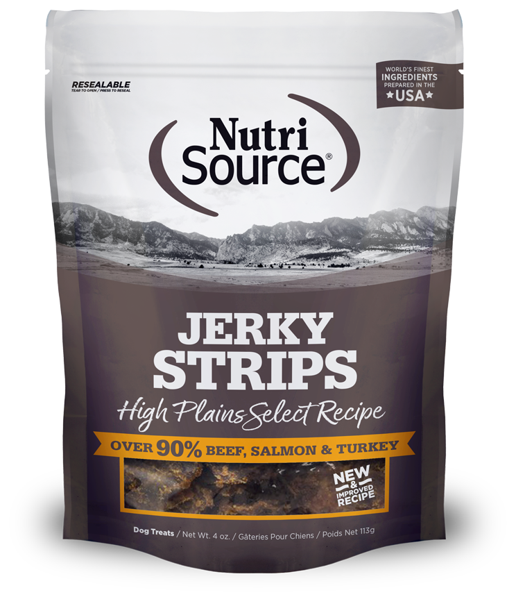 NUTRI SOURCE Jerky Strips High Plains Select Recipe Healthy Dog Treats 113g