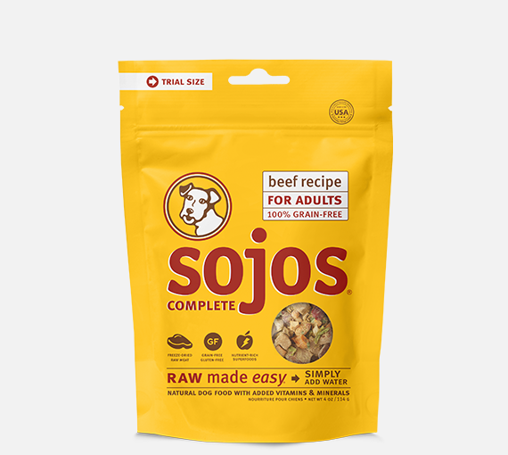 SOJOS Complete Beef Recipe Adult Grain-Free Freeze-Dried Dehydrated Trial Pack Dog Food 113g