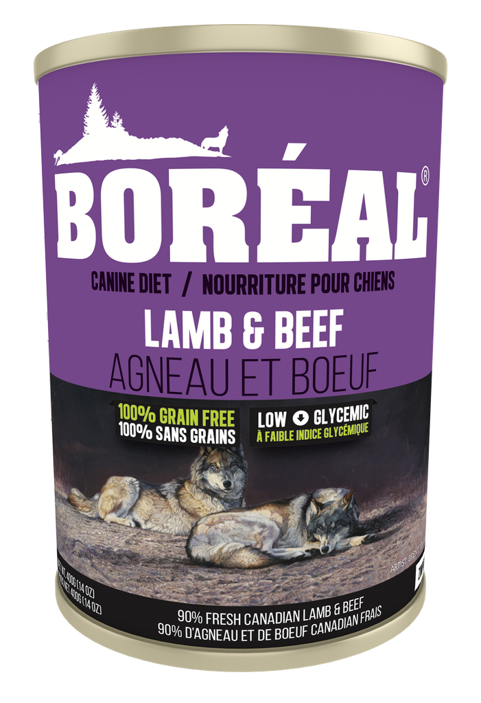 BOREAL BIG BEAR LAMB &amp; BEEF  FORMULA CASE OF 12 WET CANNED DOG FOOD 690G