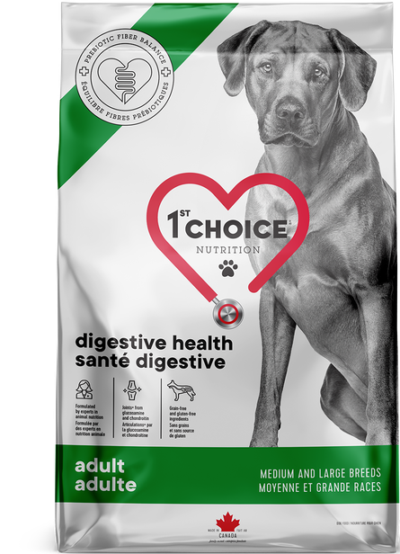 1ST CHOICE Digestive Health, Chicken Formula Adult Medium and Largel Breeds Grain-Free Dry Dog Food 12kg