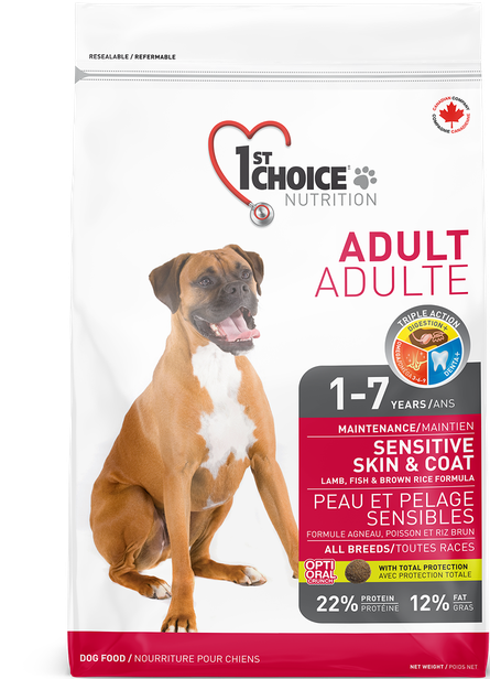 1ST CHOICE Sensitive Skin &amp; Coat, Lamb Formula All Breeds Adult Dry Dog Food 7kg