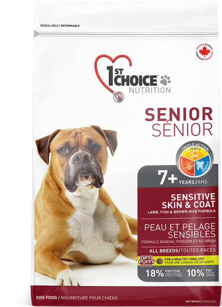 1ST CHOICE Sensitive Skin &amp; Coat, Lamb Formula All Breeds Senior Dry Dog Food 12kg