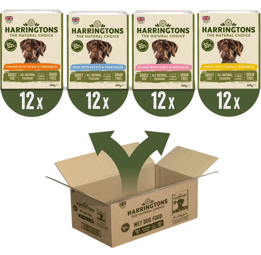 HARRINGTONS GRAIN FREE MIXED VARIETY PACK OF 48 WET DOG FOOD 400G