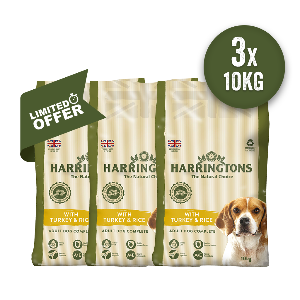 HARRINGTONS TRIPLE TURKEY &amp; RICE VARIETY BUNDLE OF 3 ADULT DRY DOG FOOD 10KG