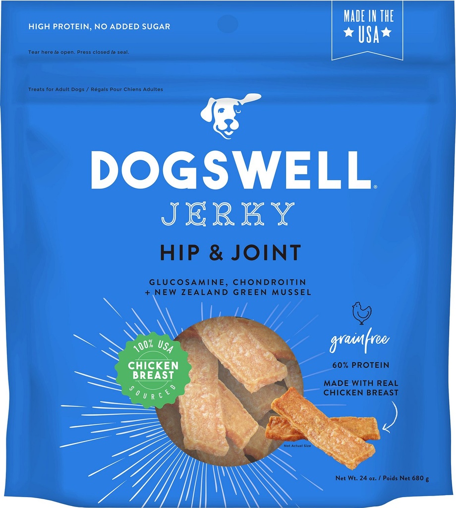 DOGSWELL Jerky Hip &amp; Joint Chicken Recipe Grain-Free Dog Treats 680g