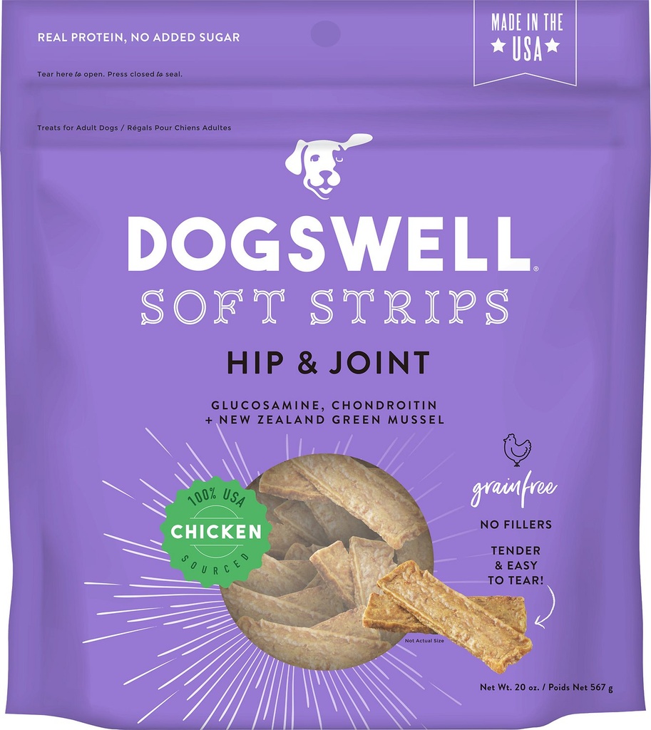 DOGSWELL Soft Strips Hip &amp; Joint Chicken Recipe Grain-Free Dog Treats 567g