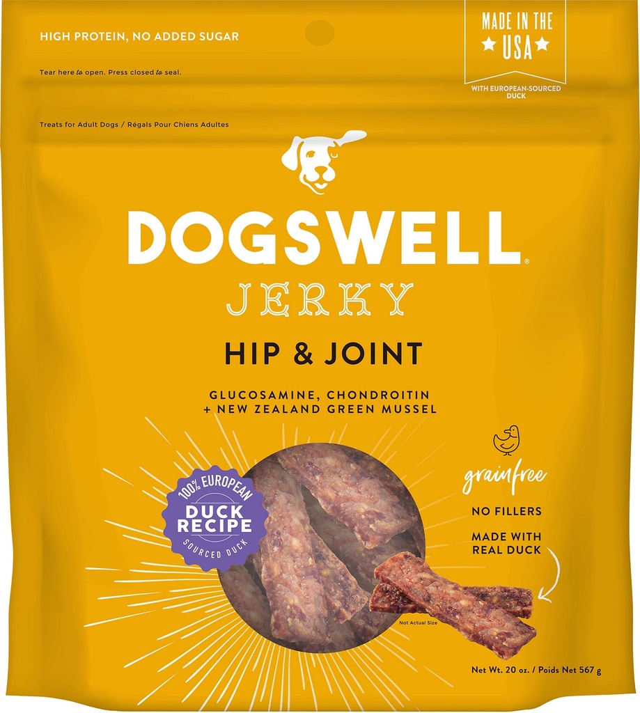 DOGSWELL Jerky Hip &amp; Joint Duck Recipe Grain-Free Dog Treats 567g