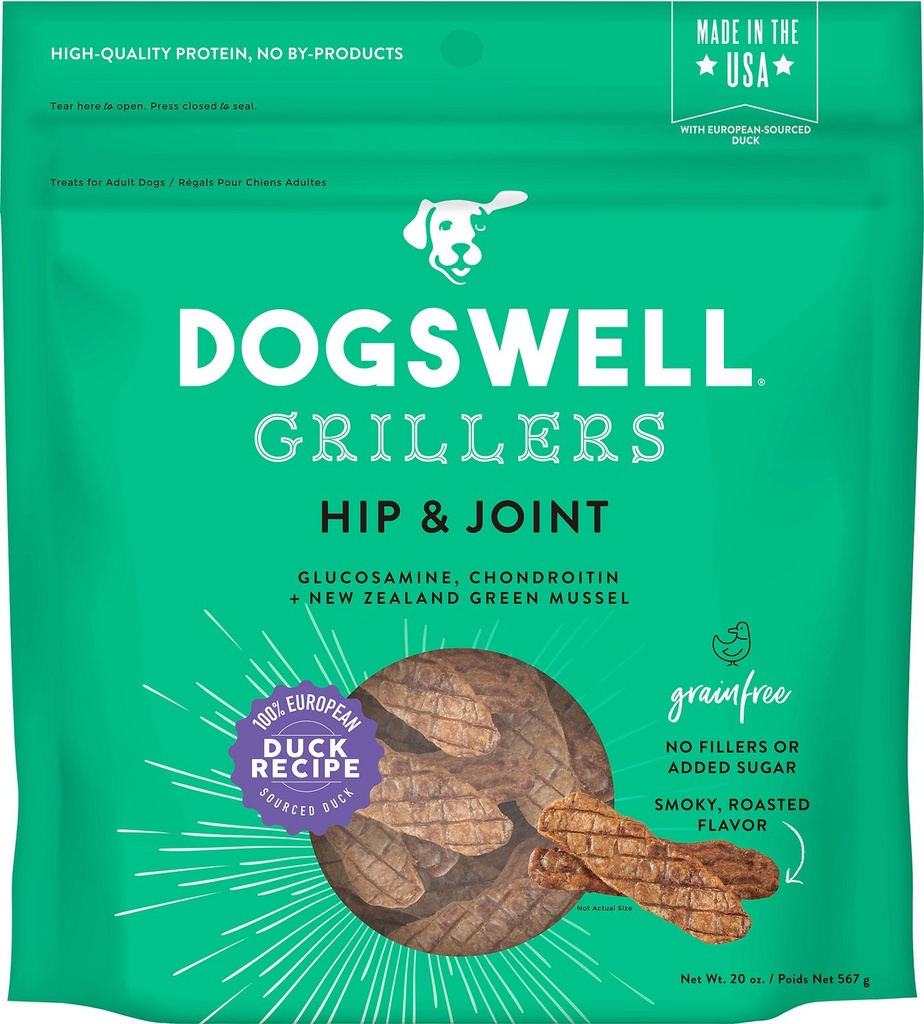 DOGSWELL Grillers Hip &amp; Joint Duck Recipe Grain-Free Dog Treats 567g