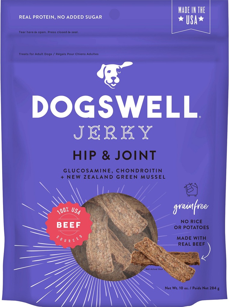 DOGSWELL Jerky Hip &amp; Joint Beef Recipe Grain-Free Dog Treats 284g