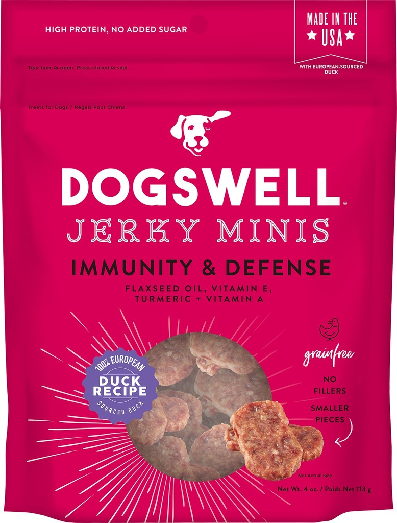 DOGSWELL Jerky Minis Immunity &amp; Defense Duck Recipe Grain-Free Dog Treats 113g