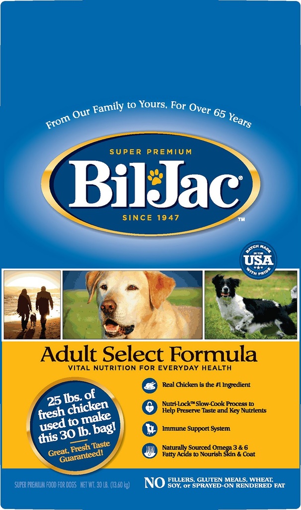 BIL-JAC Adult Select Chicken Recipe Dry Dog Food 13.6kg