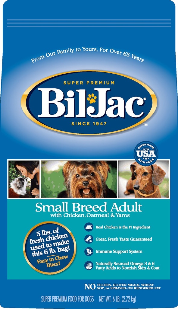 BIL-JAC Small Breed Adult Chicken, Oatmeal &amp; Yams Recipe Dry Dog Food 13.6kg