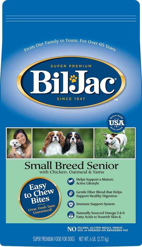 BIL-JAC Small Breed Senior Chicken, Oatmeal &amp; Yam Recipe Dry Dog Food 2.72kg