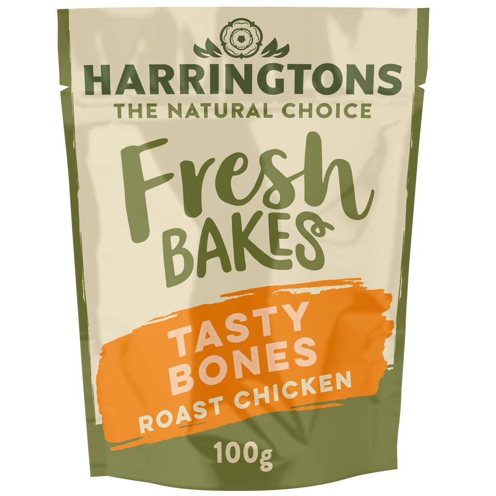 HARRINGTONS ROAST CHICKEN TASTY BONES GRAIN FREE PACK OF 8 DOG TREATS 100G