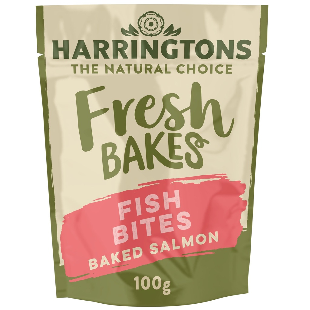 HARRINGTONS BAKED SALMON FISH BITES GRAIN FREE PACK OF 8 DOG TREATS 100G