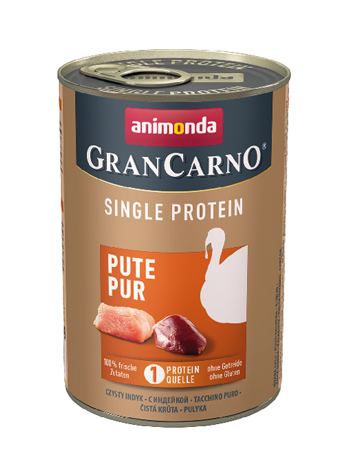 ANIMONDA GRANCAROSINGLE PROTIEN PURE TURKEY CASE OF 6 WET CANNED DOG FOOD 400G