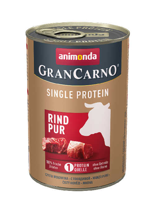 ANIMONDA GRANCAROSINGLE PROTIEN PURE BEEF CASE OF 6 WET CANNED DOG FOOD 400G