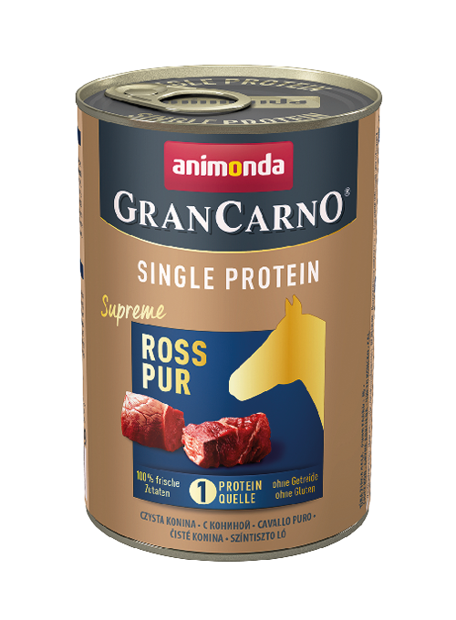 ANIMONDA GRANCARO SUPREME SINGLE PROTIEN PURE HORSE CASE OF 24 WET CANNED DOG FOOD 400G