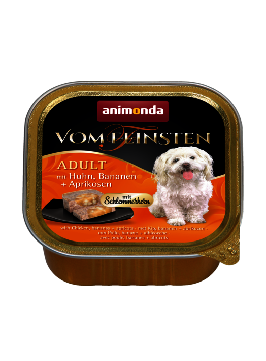 ANIMONDA VOM FEINSTIEN GOURMET CENTRE WITH CHICKEN, BANANAS + APRICOTS ADULT CASE OF 6 WET DOG FOOD 150G