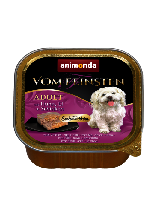 ANIMONDA VOM FEINSTIEN GOURMET CENTRE WITH CHICKEN, EGG + HAM ADULT CASE OF 6 WET DOG FOOD 150G