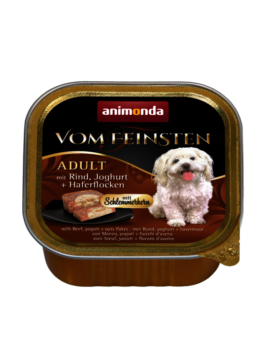 ANIMONDA VOM FEINSTIEN GOURMET CENTRE WITH BEEF, YOGURT + OAT FLAKES ADULT CASE OF 6 WET DOG FOOD 150G