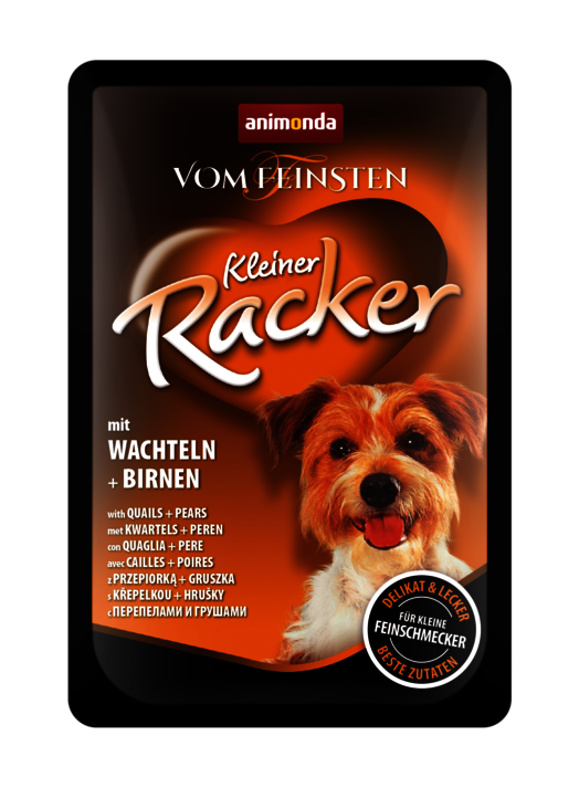 ANIMONDA VOM FEINSTIEN KLEINER RACKER WITH QUAILS + PEARS CASE OF12 WET DOG FOOD 85G