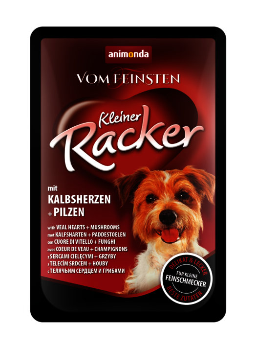 ANIMONDA VOM FEINSTIEN KLEINER RACKER WITH VEAL HEARTS + MUSHROOMS CASE OF12 WET DOG FOOD 85G