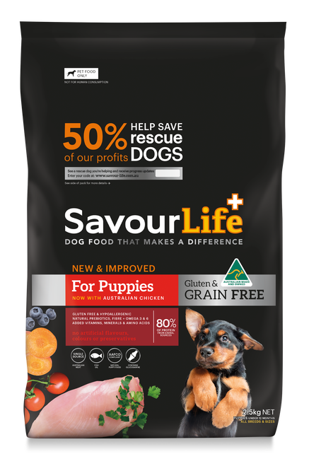 SAVOURLIFE Grain Free, Chicken Recipe Puppy Dry Dog Food 2.5kg