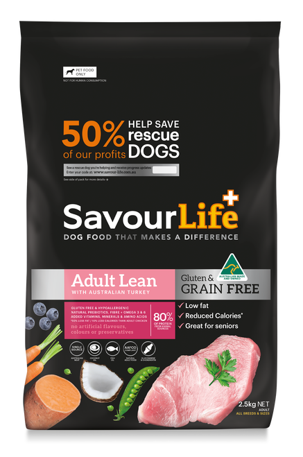 SAVOURLIFE Grain Free, Adult Lean Turkey Recipe Puppy Dry Dog Food 2.5kg